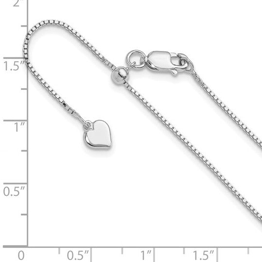 Sterling Silver Rhodium-plated Adjustable .95mm Box Chain