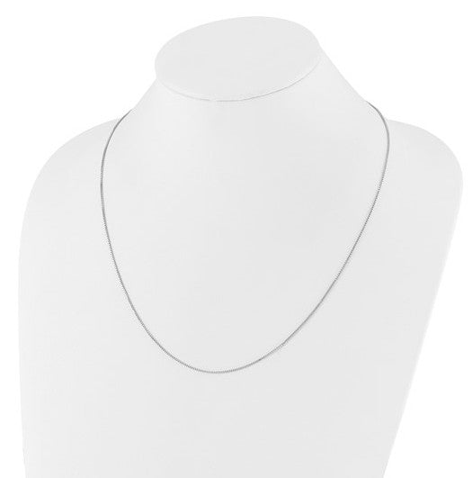 Sterling Silver Rhodium-plated Adjustable .95mm Box Chain