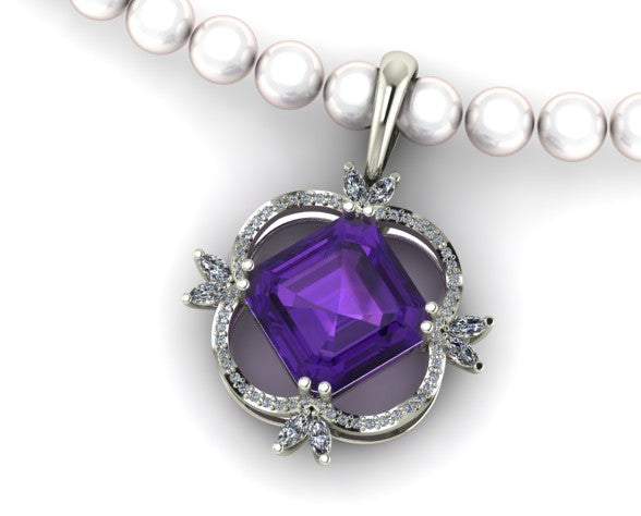 Square-Cut African Amethyst Ring Pendant / Enhancer