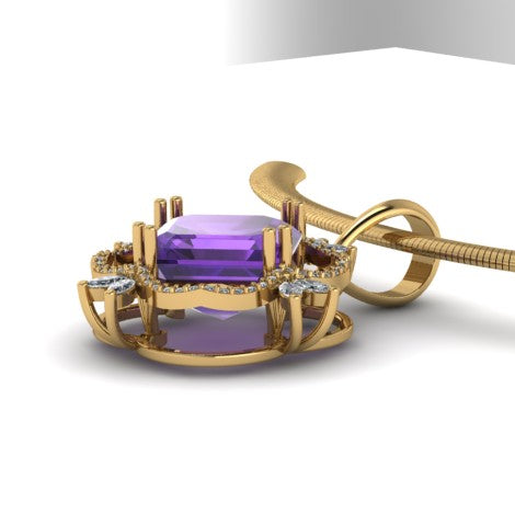 Square-Cut African Amethyst Ring Pendant / Enhancer