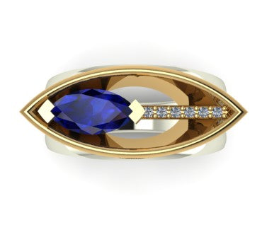Tanzanite and Diamond Marquise Ring