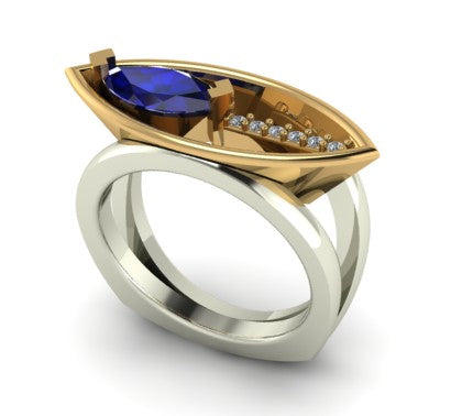 Tanzanite and Diamond Marquise Ring