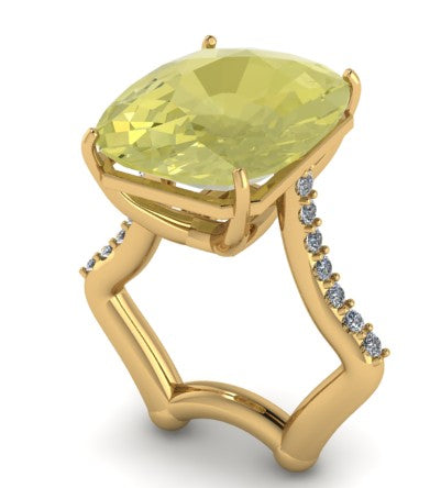 Lemon Citrine and Diamond Ring