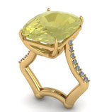 Lemon Citrine and Diamond Ring