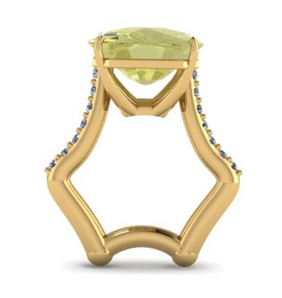 Lemon Citrine and Diamond Ring