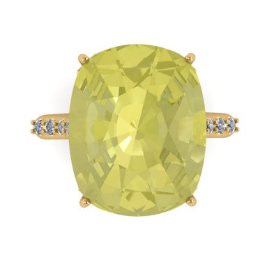 Lemon Citrine and Diamond Ring