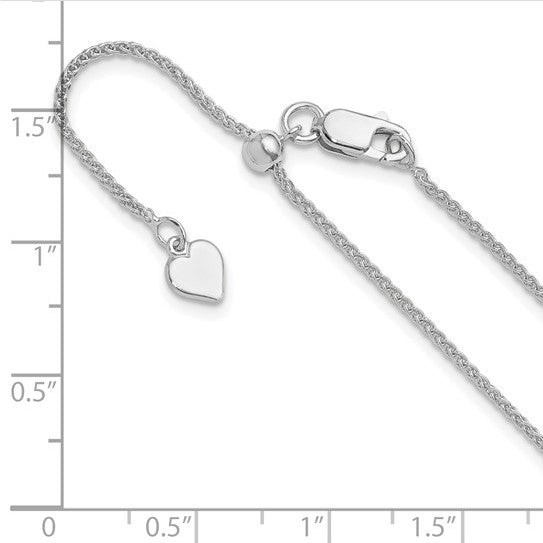 Sterling Silver RH-plated Adjustable 1.3mm Spiga Chain
