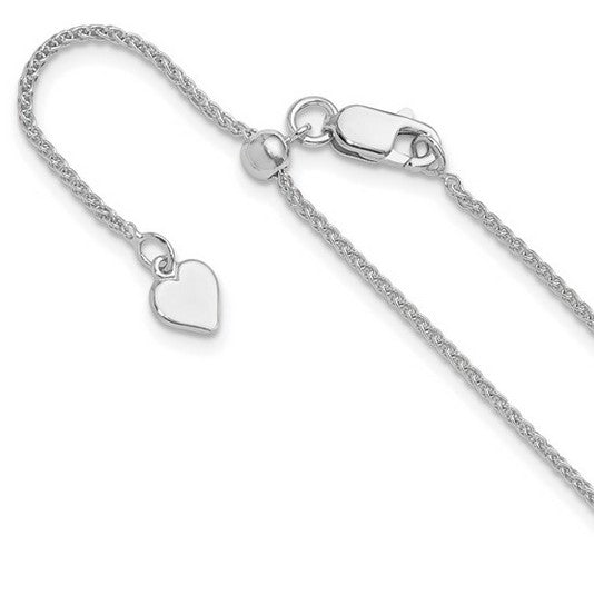 Sterling Silver RH-plated Adjustable 1.3mm Spiga Chain