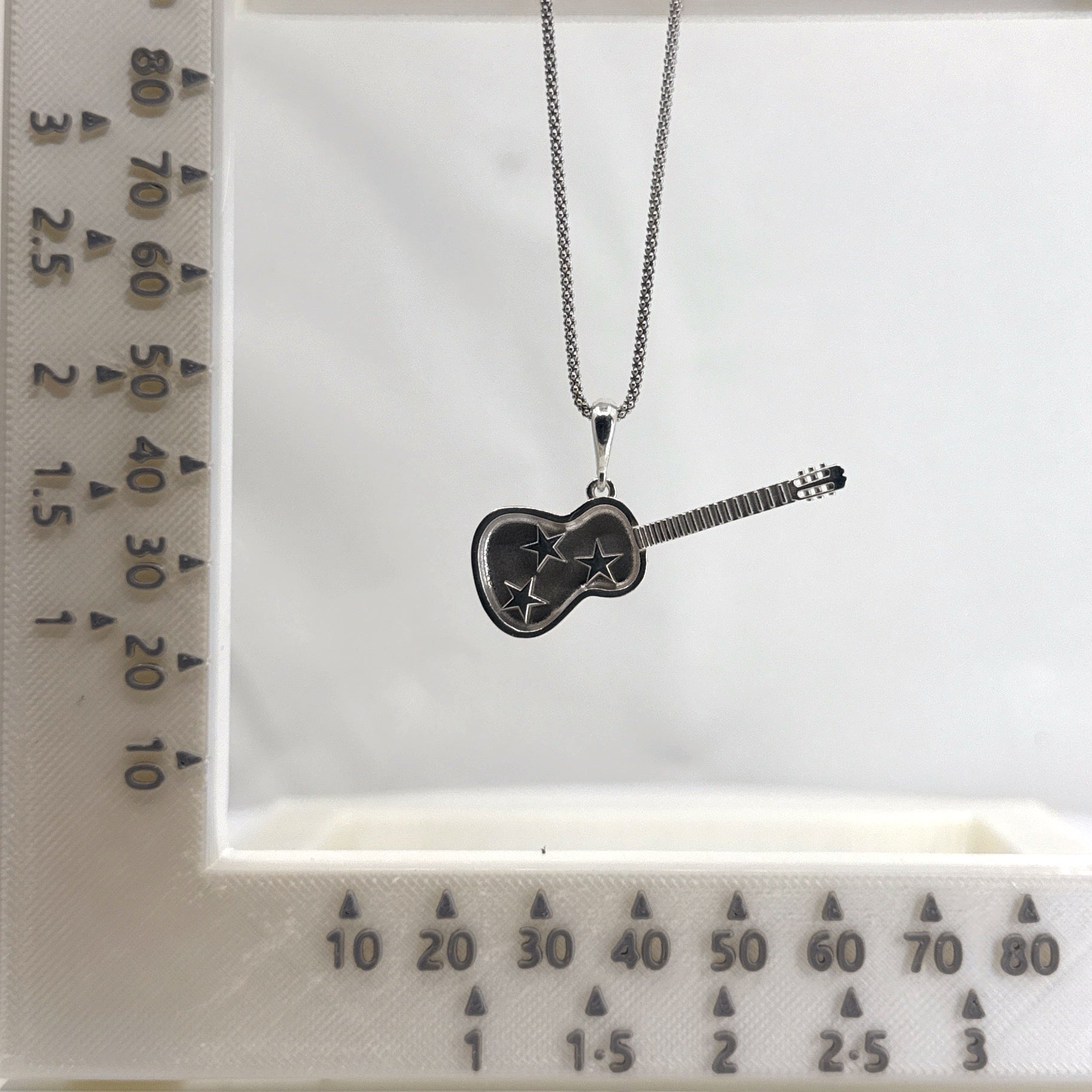 Sterling Silver Tri-Star Guitar Pendant – Honoring Tennessee’s Musical Soul