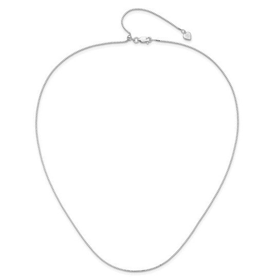 Sterling Silver Rhodium-plated Adjustable .95mm Box Chain