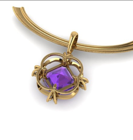 Square-Cut African Amethyst Ring Pendant / Enhancer