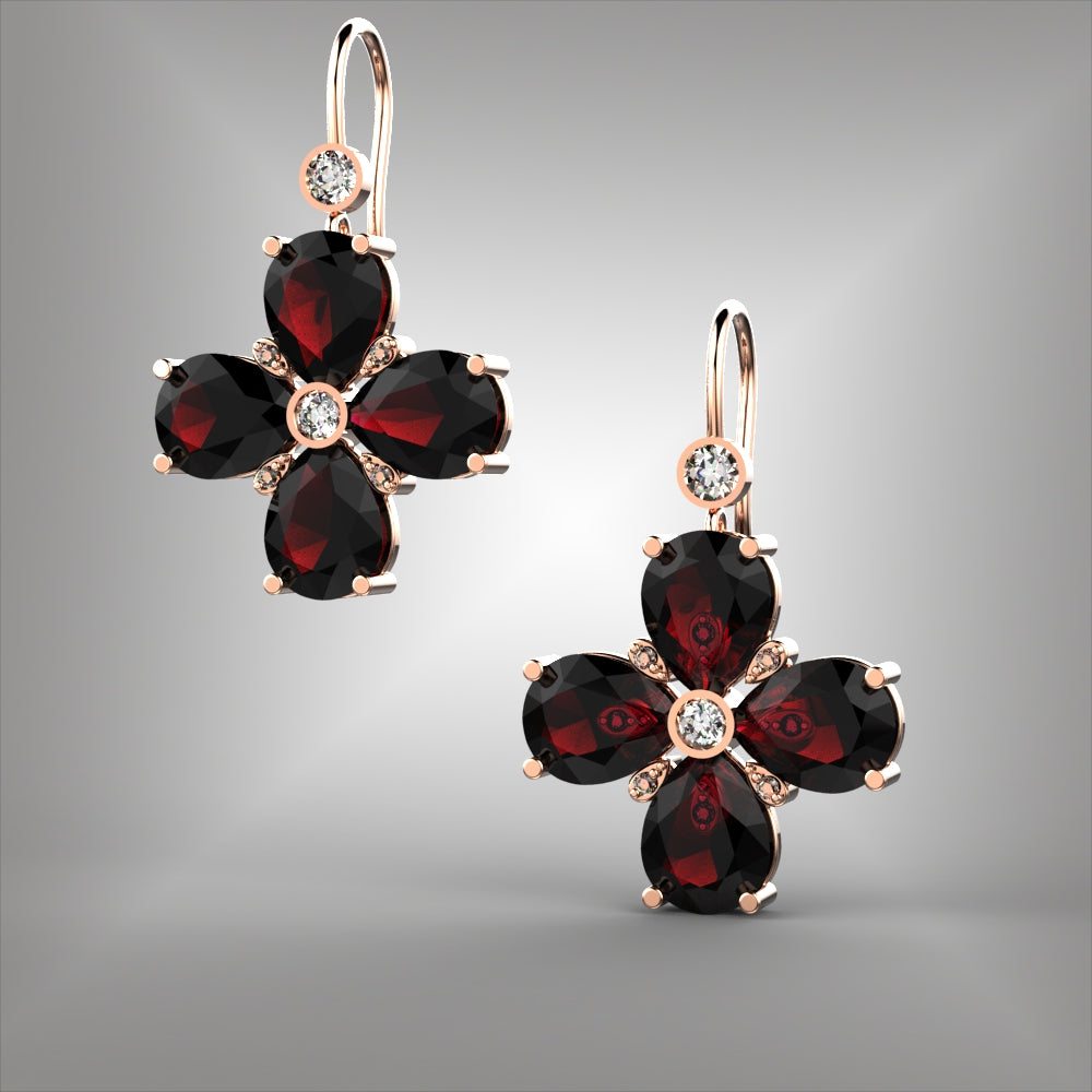 Rhodolite Garnet and Diamond Earrings