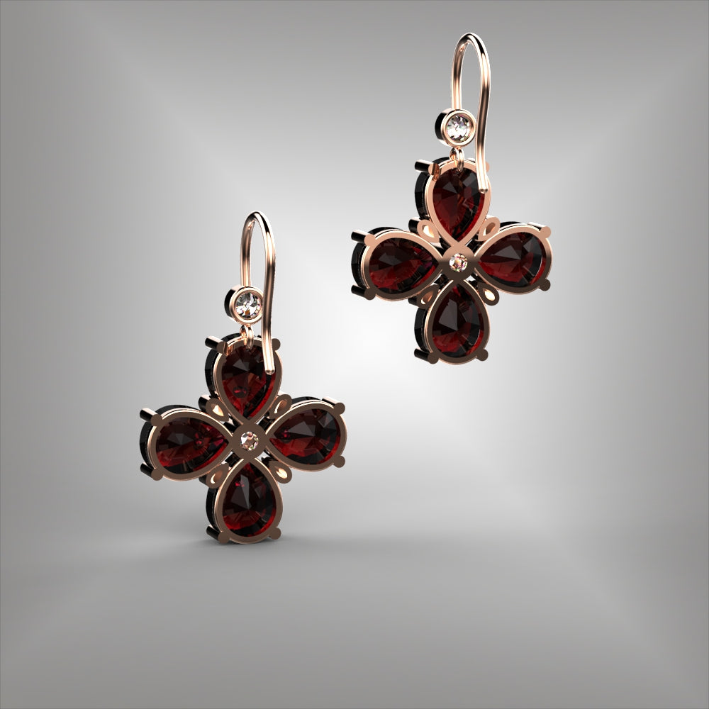 Rhodolite Garnet and Diamond Earrings