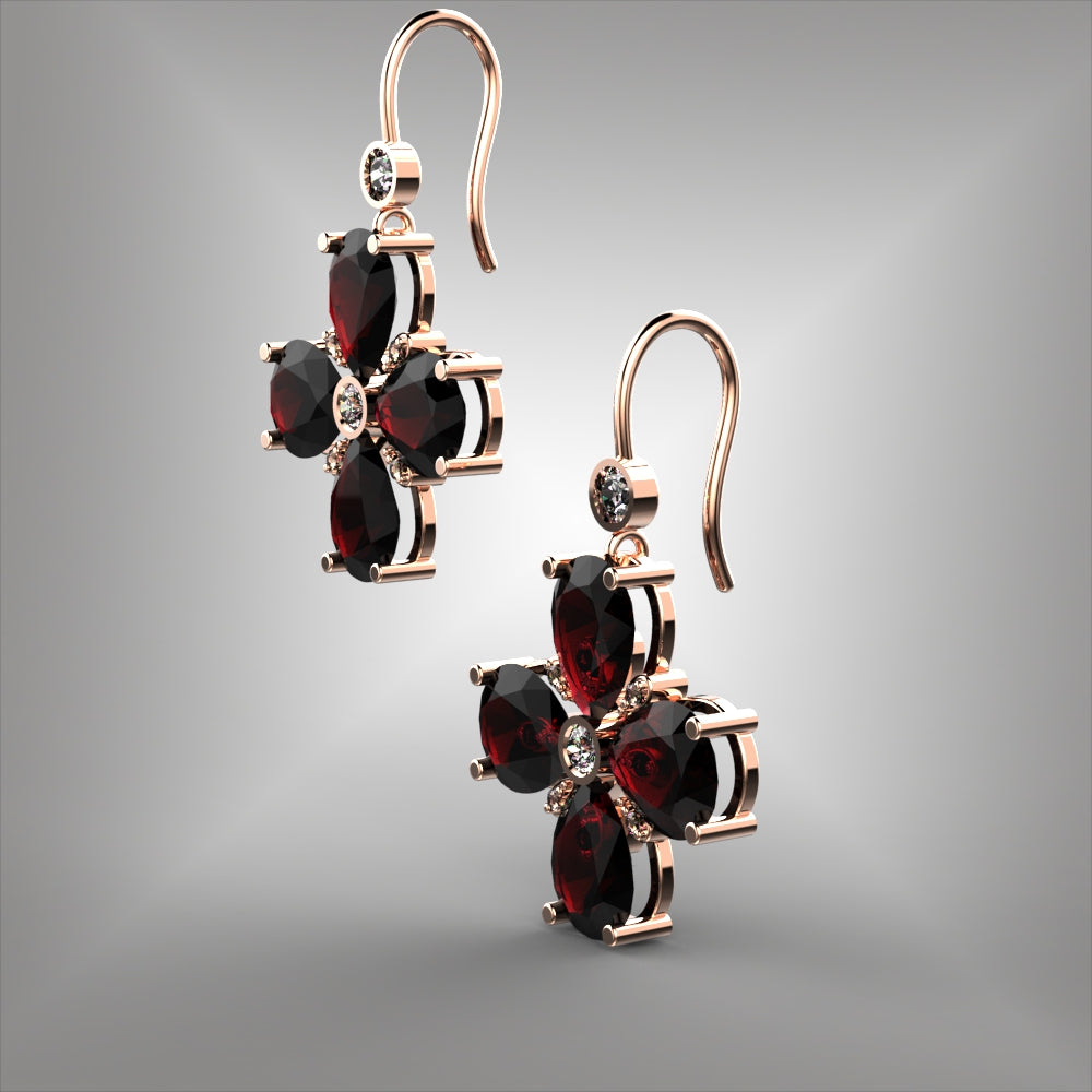 Rhodolite Garnet and Diamond Earrings
