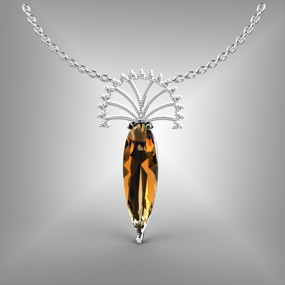 Imperial Topaz and Diamond Pendant