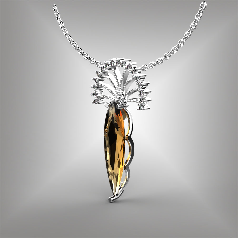 Imperial Topaz and Diamond Pendant