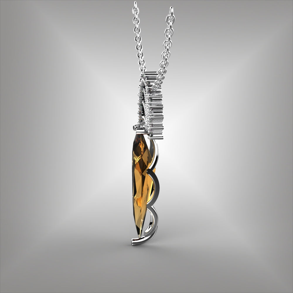 Imperial Topaz and Diamond Pendant