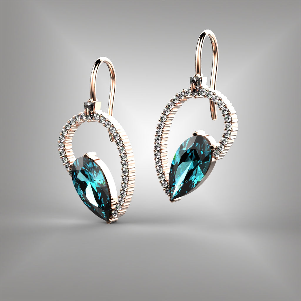Aqumarine and Diamond Earrings